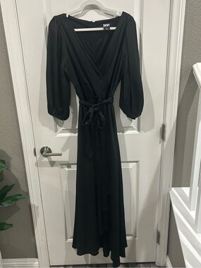 dkny green velvet dress | Dresses | Dkny Womens Crushed Tiebelt Lined 34 Sleeve Formal Gown 2 2021week3